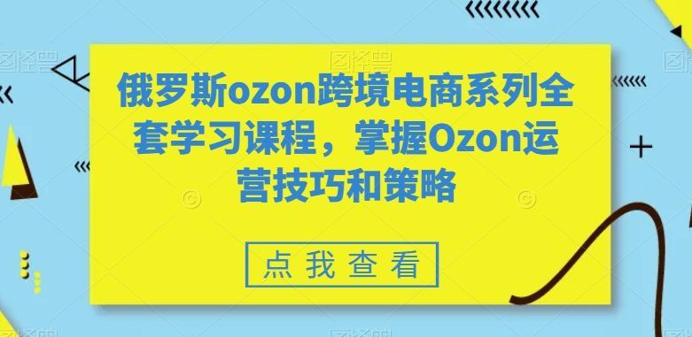 22915俄罗斯ozon跨境电商系列全套学习课程掌握Ozon运营技巧和策略